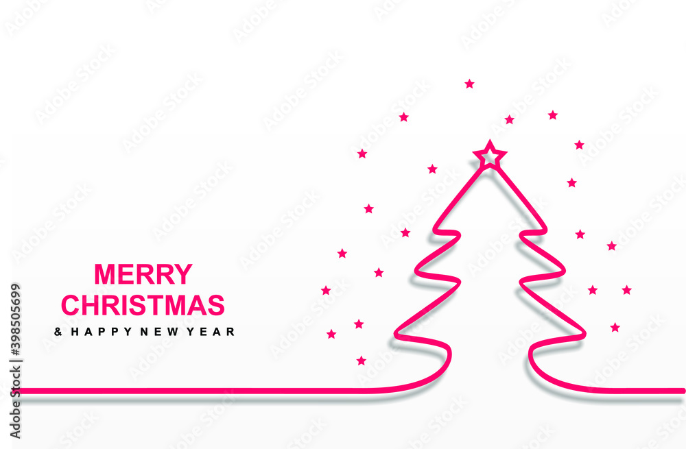 Minimal outline christmas tree background Vector