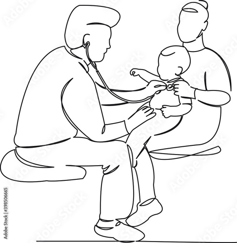 the doctor examines the child