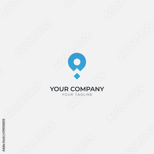blue parachute simple logo modern style