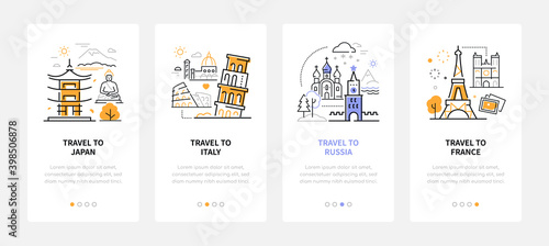 Sightseeing tours - set of line design style banners