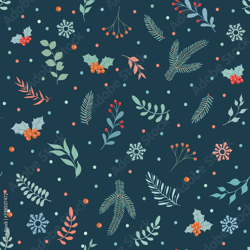 Christmas and happy new year seamless patterns. Retro fashion style.