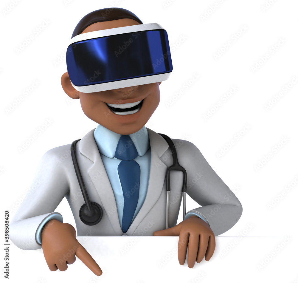 Fun 3D Illustration of a doctor with a VR Helmet Fun 3D Illustration of a doctor with a VR Helmet