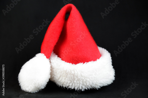 Santa Claus hat against black background
