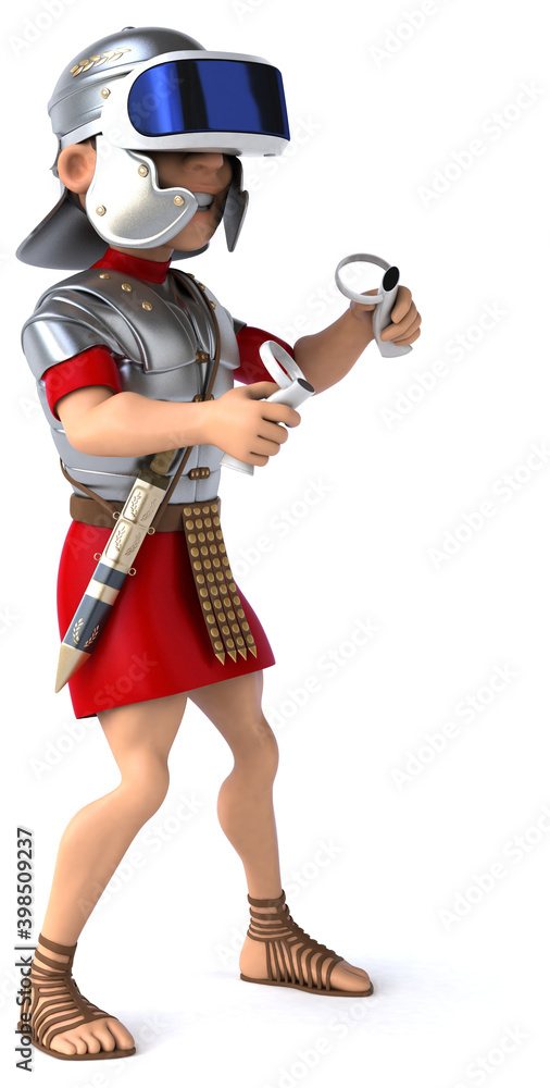 Fun 3D Illustration of a roman soldier with a VR Helmet Fun 3D Illustration of a roman soldier with a VR Helmet