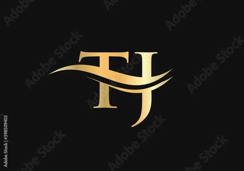 TJ Letter Logo Design for business and company identity. Creative TJ letter with luxury concept. Water Wave TJ Logo Vector.  photo