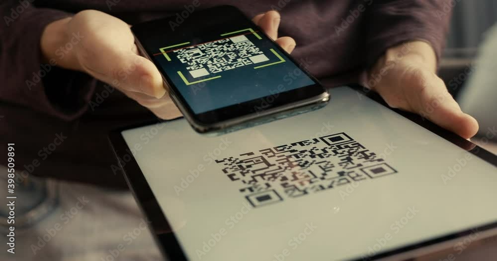 Scanning QR code with mobile phone Stock Video | Adobe Stock