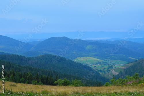 Mountain landscape from top of mountain in the Carpathians © Ihar