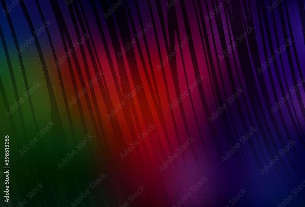 Fototapeta premium Dark Green, Red vector texture with bent lines.