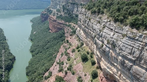 Aerial views of Tavertet cliffs in Catalonia and Sau lake photo