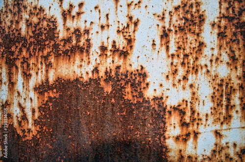 Steel walkway mats sprayed red rust.Iron surface rust