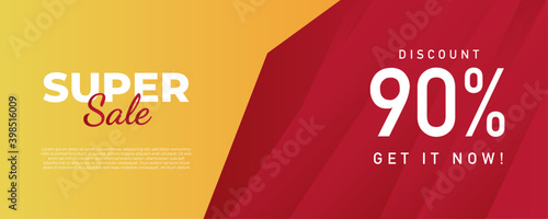 Vector illustration super sale banner template design, Big sales special offer. end of season party background