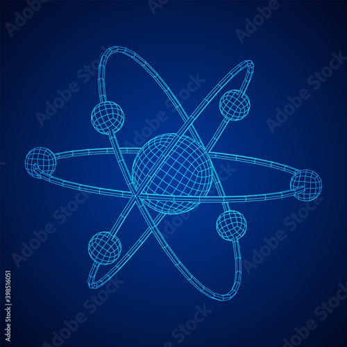 Planetary model of atom with nucleus and electrons