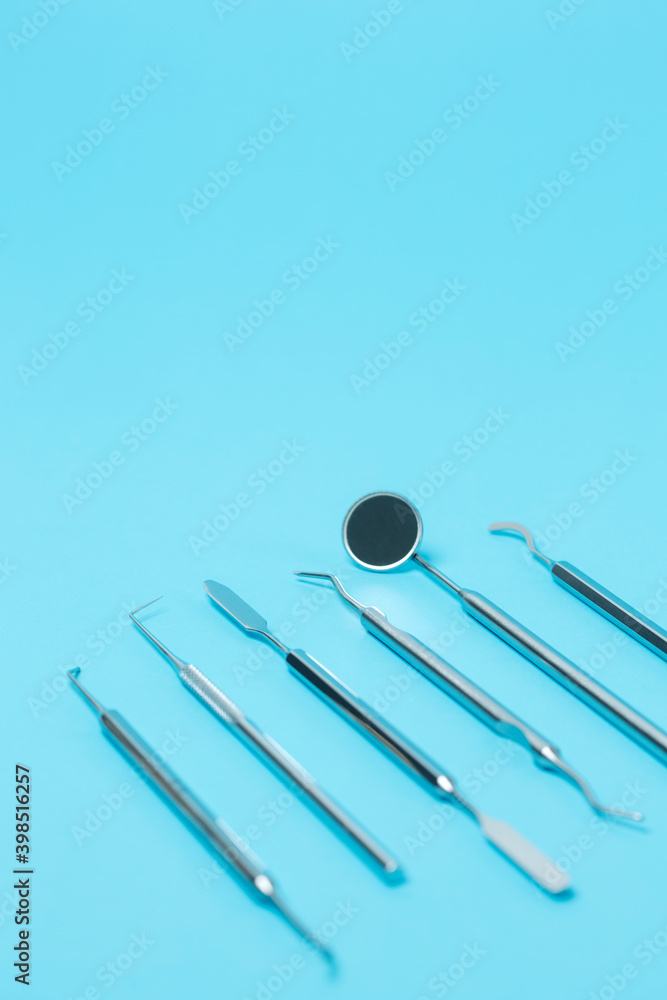 Dental set instruments on dentistry background Dental set instruments on dentistry background