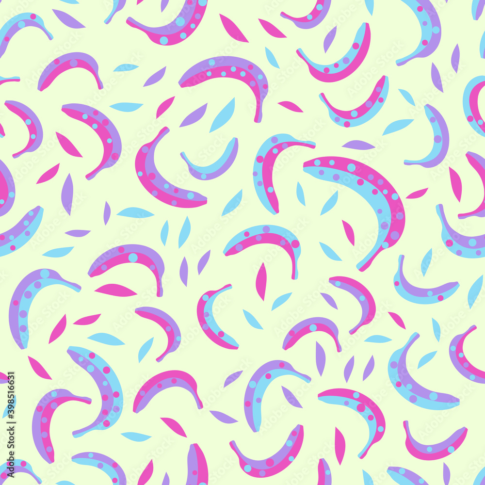 Cute seamless pattern with banana. Beautiful textile or paper print. Vector illustration. Cute seamless pattern with banana. Beautiful textile or paper print. Vector illustration.