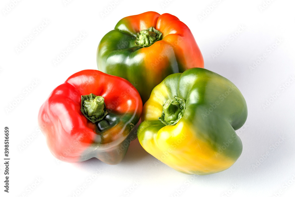 sweet pepper, red, green, yellow paprika, isolated on white background. sweet pepper, red, green, yellow paprika, isolated on white background.
