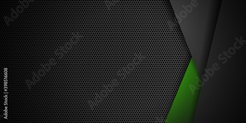 Dark green black tech metal abstract background for design banner