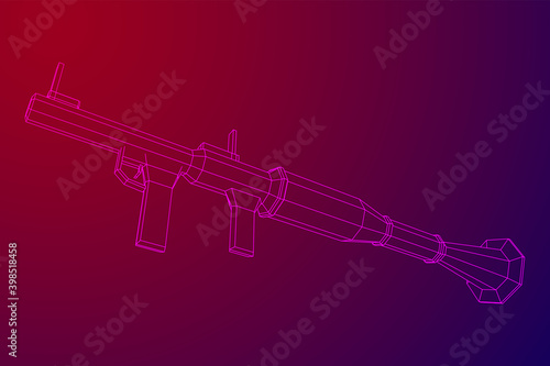 Anti-tank rocket propelled grenade launcher - RPG 7. Wireframe low poly mesh vector illustration.