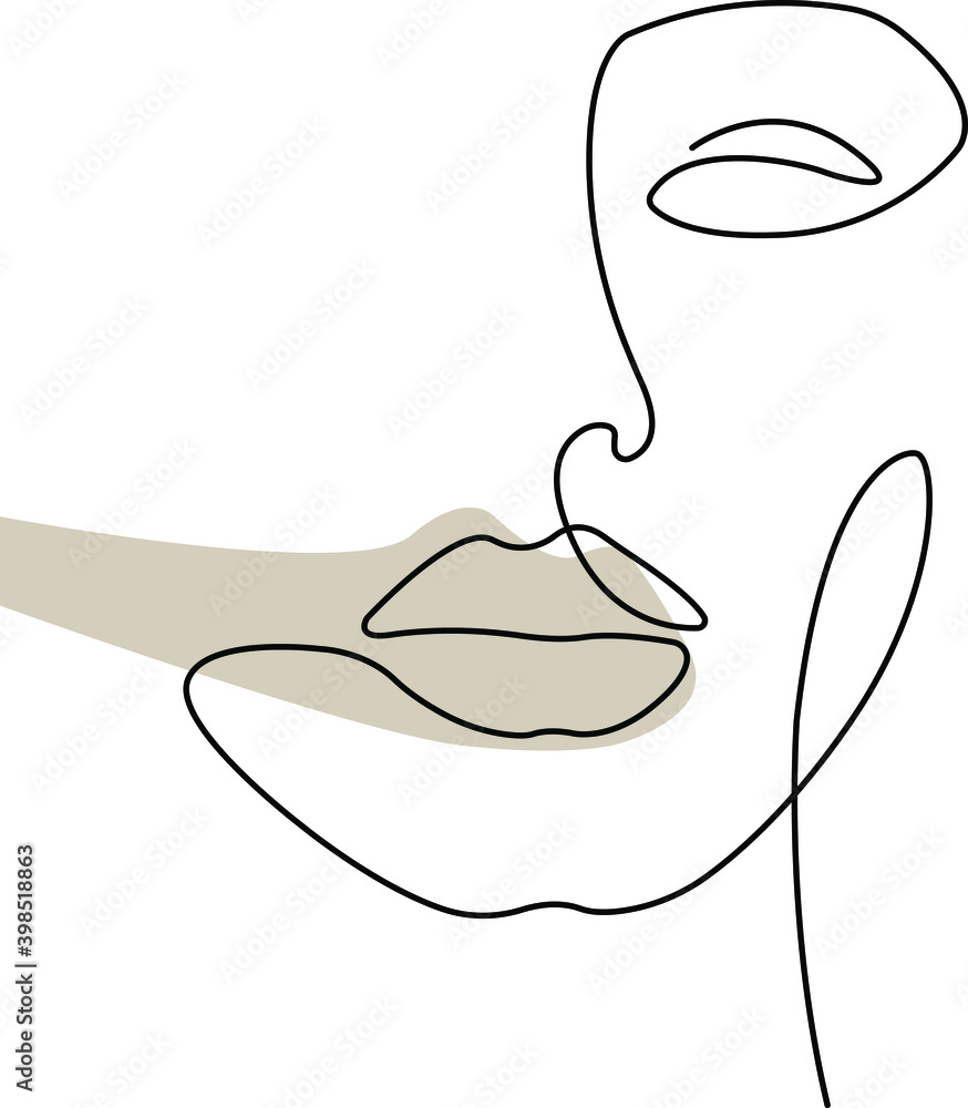 Minimalist Woman Face Line Illustration With Pastel Decor One Line minimalist-woman-face-line-illustration-with-pastel-decor-one-line
