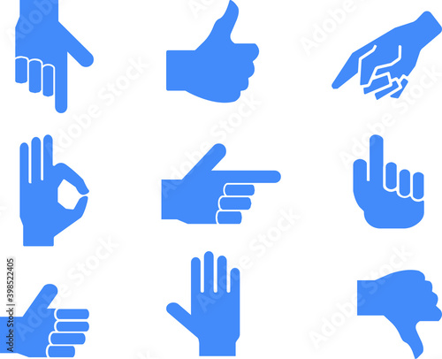 a collection of icons and hand symbols