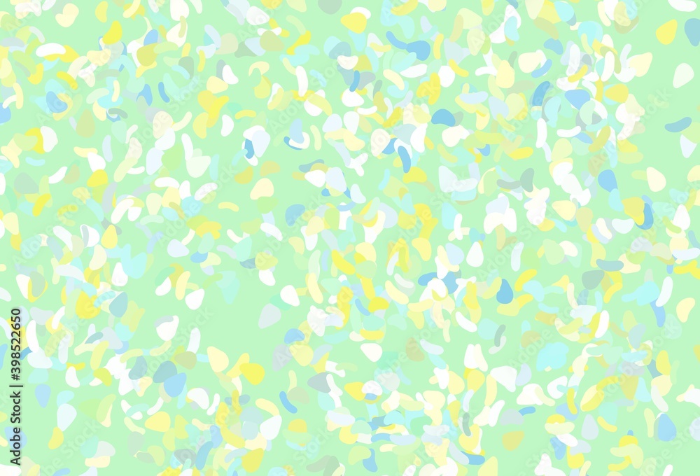 Light green, yellow vector pattern with chaotic shapes.