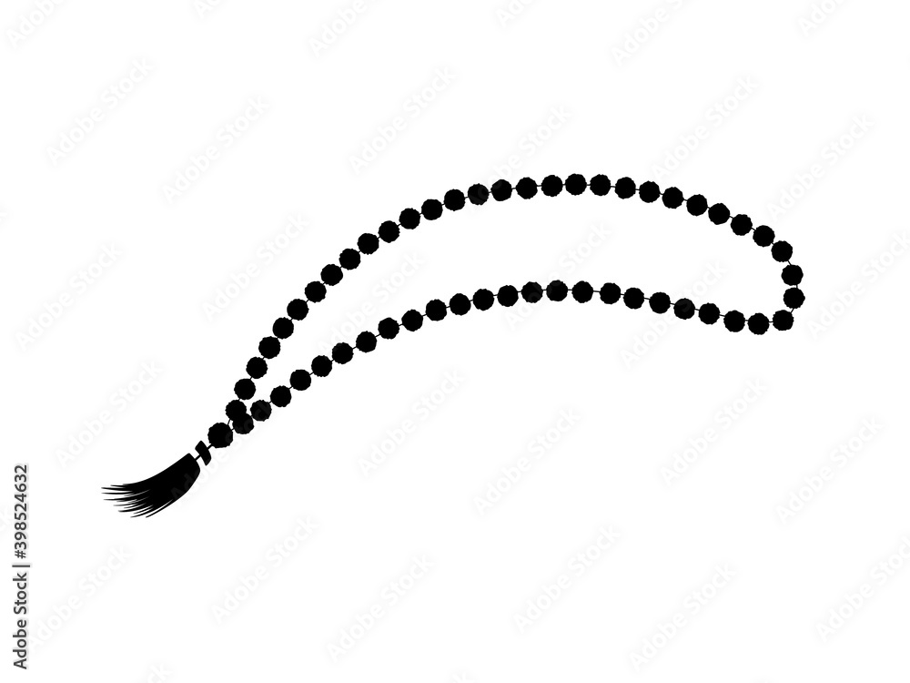 Rosary beads icon. Black cord with knots for prayer and meditation. Traditional spirituality of islam christianity and vector hinduism. Rosary beads icon. Black cord with knots for prayer and meditation. Traditional spirituality of islam christianity and vector hinduism.