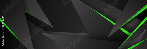 Abstract green black grey wavy background 