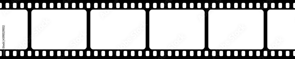 Film strips collection. Old retro cinema movie strip. Vector illustration. Video recording.