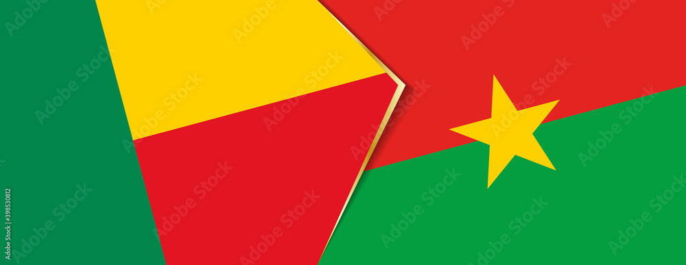 Benin and Burkina Faso flags, two vector flags. Benin and Burkina Faso flags, two vector flags.