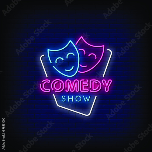 Comedy Show Neon Signs Style Text Vector