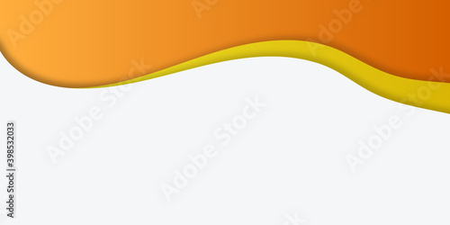 Modern fresh orange white yellow wave paper cut abstract background with text space