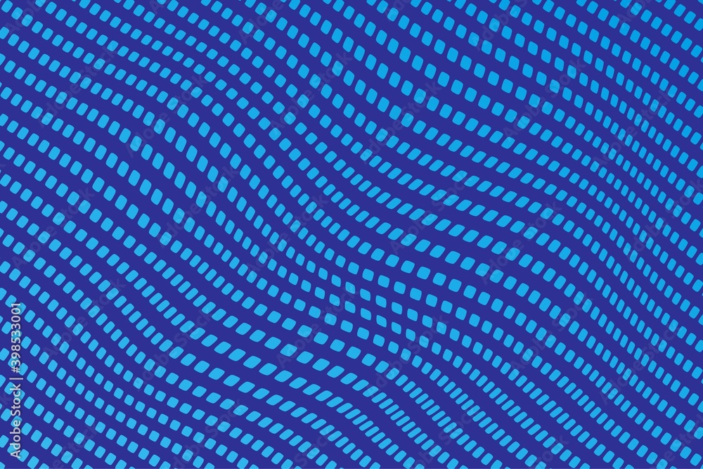 Distorted surface in a geometric pattern in blue. Wavy abstract blue background from rectangles in a row. Vector background. Distorted surface in a geometric pattern in blue. Wavy abstract blue background from rectangles in a row. Vector background.