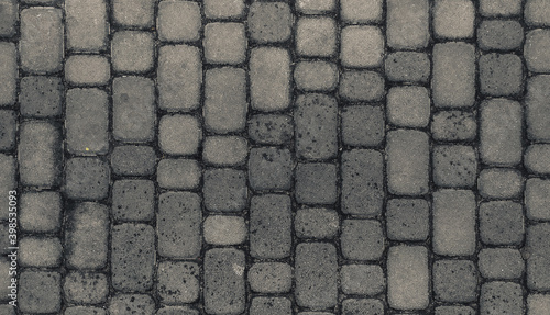 Road surface paving stones top view background