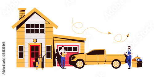 Get supplies without leaving your car abstract concept vector illustration. Curbside pickup, order number, call the store, contactless grocery pick-up, 