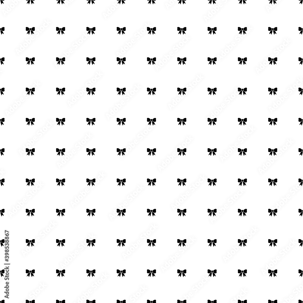 Square seamless background pattern from geometric shapes. The pattern is evenly filled with black bow symbols. Vector illustration on white background