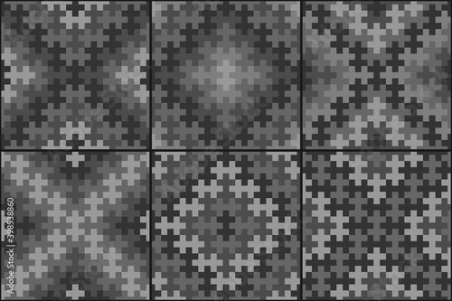 Ethnic seamless patterns collection. Folk wallpapers. Tribal ornaments. Mosaic tiles set. Geometric backdrops. Ethnical motif. Abstract backgrounds. Surface textures, textile prints. Vector images.
