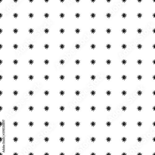 Square seamless background pattern from black coronavirus symbols. The pattern is evenly filled. Vector illustration on white background