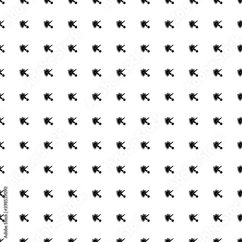 Square seamless background pattern from black ball bounces off the shield symbols. The pattern is evenly filled. Vector illustration on white background
