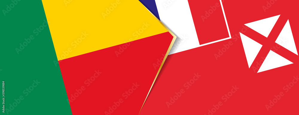 Benin and Wallis and Futuna flags, two vector flags.
