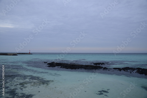 Kimnyeong Beach in Winter in Jeju, Korea.
