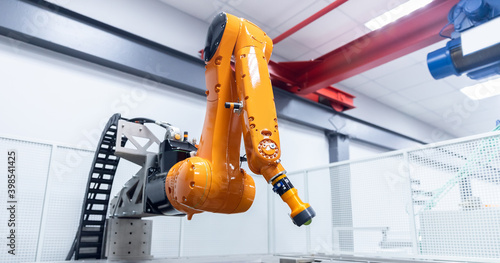 Automatic mechanical hand robot for programming. Modern industrial manipulator arm technology