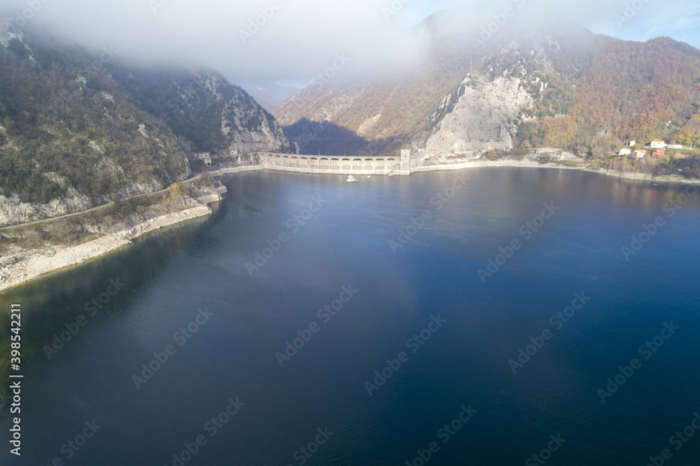 Aerial view of the jumping lake in Rieti, Italy