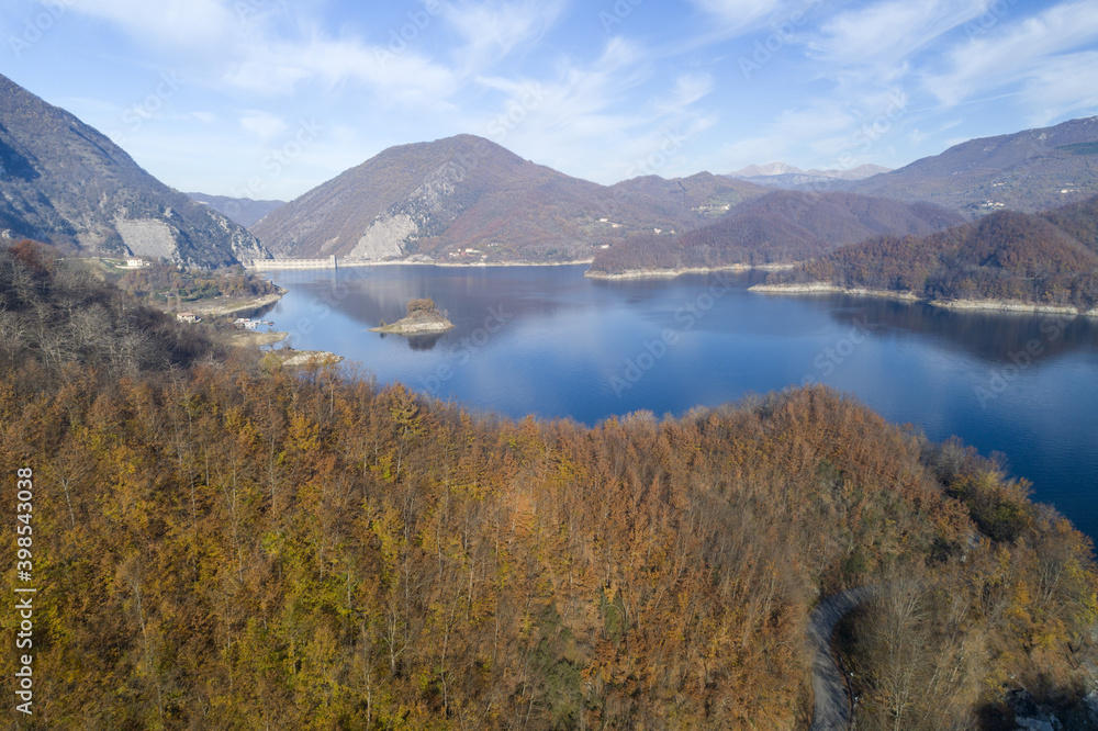 Aerial view of the jumping lake in Rieti, Italy
