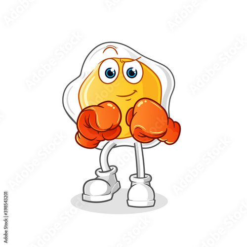 fried eggs boxer character. cartoon mascot vector