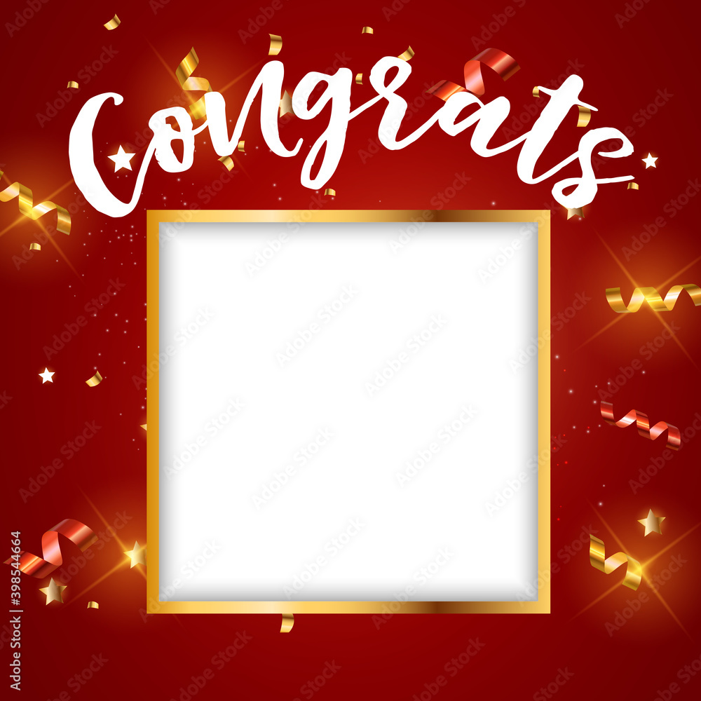 Congratulations design template background. Vector illustration. Square Template for social networks and messengers. EPS10