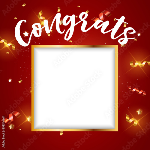 Congratulations design template background. Vector illustration. Square Template for social networks and messengers. EPS10