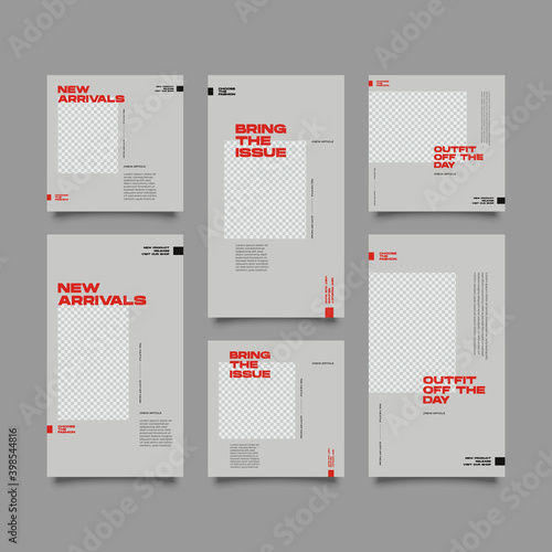 Set of Editable banner social media post and story template. Suitable for social media stories post and web mobile ads. Vector with photo collage	