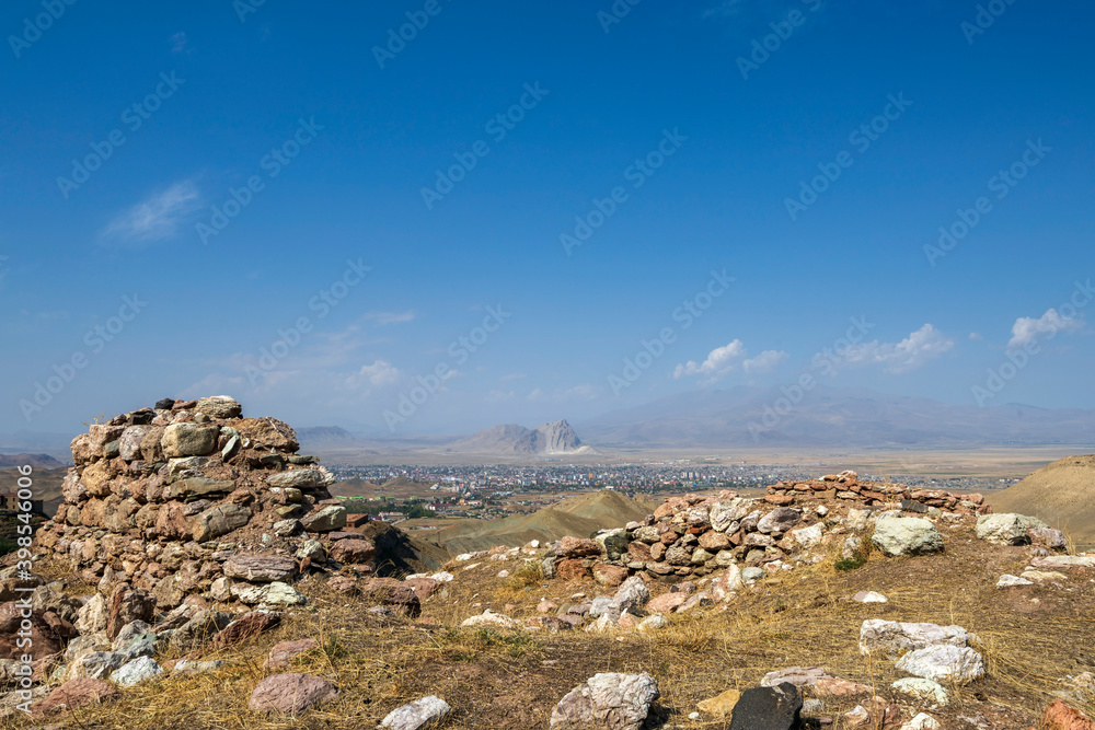 Ruined village of Bayazit, former Armenian. Kurdish and Yazidi town ...