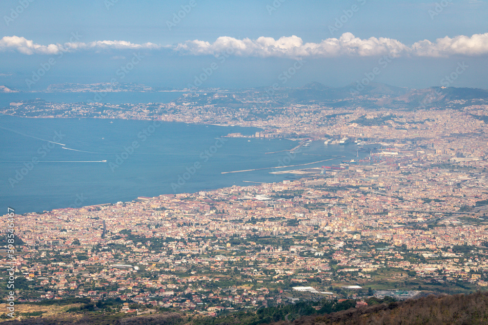 View of the coast of Naples, Italy.