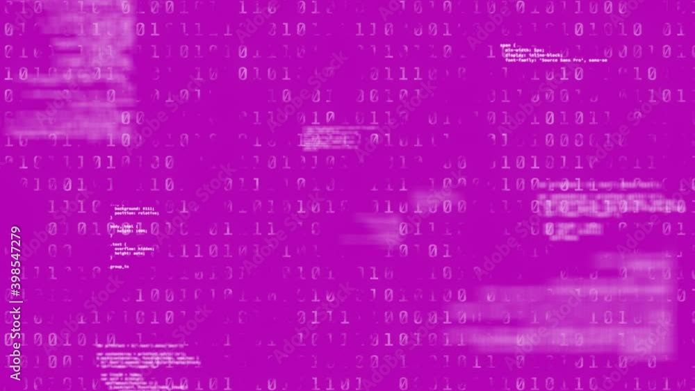 Animation of data processing and binary coding over purple background Animation of data processing and binary coding over purple background
