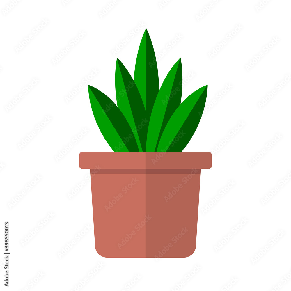 Plant in pot flat icon. Vector Illustration